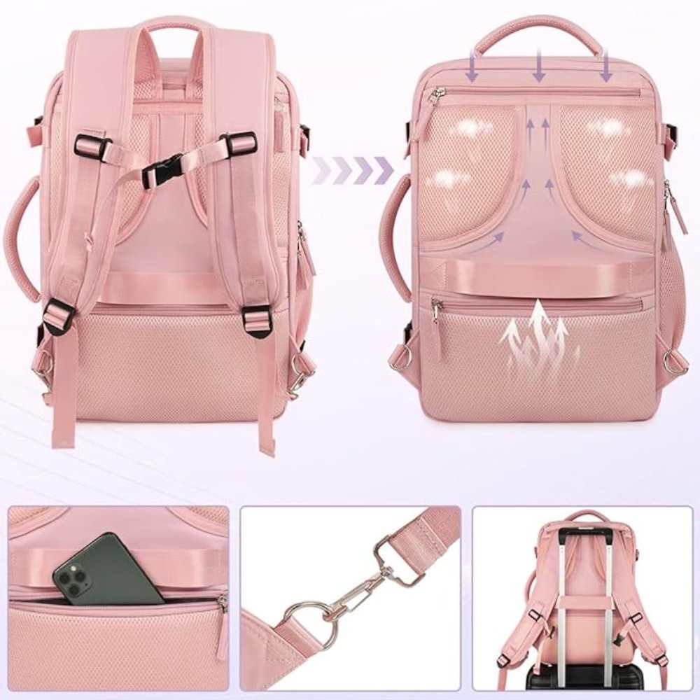 Travel pink backpack 35L